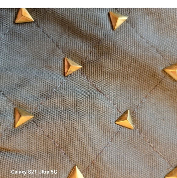 Vocal Womens Jacket Green W/Black Sleeves Gold Traingle Studs & Zippers Size M - Picture 6 of 10